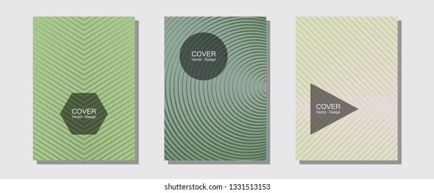 Halftone gradient texture vector cover layouts. Stylish print pages. Halftone lines music poster background. Hipster placards. Multiple lines cool gradient texture backgrounds.