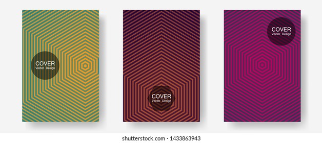 Halftone gradient texture vector cover layouts. Minimalist geometry. Halftone lines annual report templates. Laconic business cards. Multiple lines cool gradient texture backgrounds.