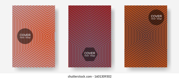 Halftone gradient texture vector cover layouts. Simple book covers. Halftone lines annual report templates. Elegant patchy mockups. Multiple lines cool gradient texture backgrounds.