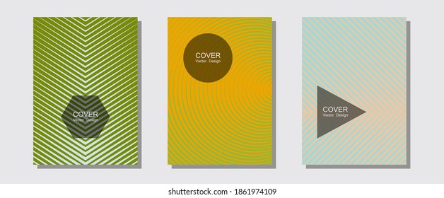 Halftone gradient texture vector cover layouts. Modern branding. Halftone lines music poster background. Minimalistic journals. Multiple lines cool gradient texture backgrounds.
