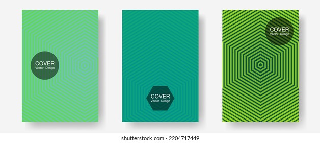 Halftone gradient texture vector cover layouts. Divergent maquettes. Halftone lines annual report templates. Minimal booklets. Multiple lines cool gradient texture backgrounds.