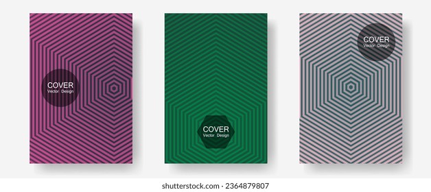 Diseños de cobertura vectorial de textura de degradado de semitono. Geometría minimalista. Plantillas de informes anuales de líneas de semitono. 2 quinquies de composición de rejilla. Varias líneas enfrian los fondos de textura de gradiente.