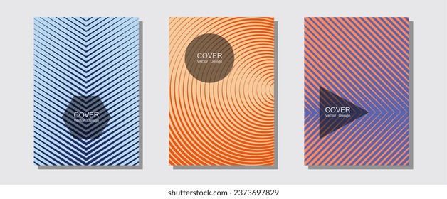 Halftone gradient texture vector cover layouts. Laconic nifty mockups. Halftone lines music poster background. Minimal booklets. Multiple lines cool gradient texture backgrounds.