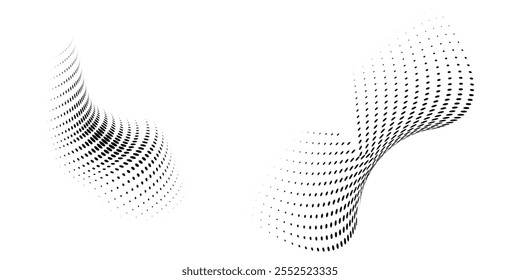 Gradientes de semitono. Gradientes punteados, aerosoles de puntos finos y fondos de puntos semitonos con patrones geométricos Horizontales sin costuras.