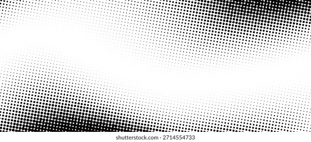 Halftone grainy noise gradient texture. Black and white fading sandy grit wallpaper. Aged grunge pixelated backdrop. Vector rasterized dotted dirt background. Anime or manga style comic overlay cover