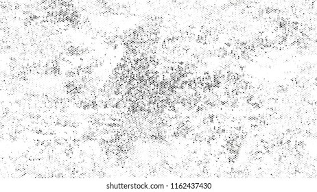 Halftone Grainy Texture with Grunge Dots and Spots. Vintage Dirty Dotted Pattern. Faded Dyed Style Texture. Black and White Noise Fashion Print Design Pattern.