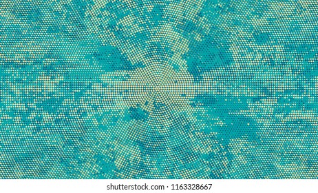 Halftone Grainy Texture with Grunge Dots and Spots. Cartoon Retro Vector Pattern. Dirty Weathered Style Texture. Turquoise and Beige Noise Fashion Print Design Background.