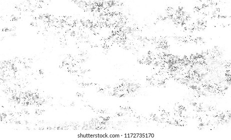 Halftone Grainy Texture with Grunge Dots and Spots. Cartoon Retro Vector Pattern. Scatter Style Texture. Black and White Broken, Spotted Print Design Pattern.