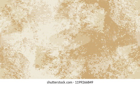 Halftone Grainy Texture with Grunge Dots and Spots. Rough Grungy Pattern Design. Polka Dots Style Texture. Beige Broken, Spotted Print Design Background.