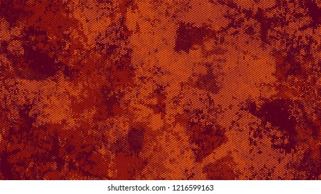 Halftone Grainy Texture with Grunge Dots and Spots. Cartoon Retro Vector Pattern. Overlay Grainy Style Texture. Orange and Brown Monochrome Print Design Background.