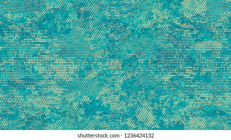 Halftone Grainy Texture with Grunge Dots and Spots. Vintage Dirty Dotted Pattern. Overlay Grainy Style Texture. Turquoise and Beige Broken, Spotted Print Design Pattern.
