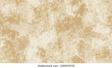 Halftone Grainy Texture with Grunge Dots and Spots. Cartoon Cracked Noisy Surface Pattern Design. Overlay Grainy Style Texture. Beige Monochrome Print Design Pattern.
