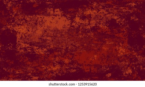 Halftone Grainy Texture with Grunge Dots and Spots. Cartoon Vintage Pattern. Splatter Style Texture. Orange and Brown Monochrome Print Design Pattern.