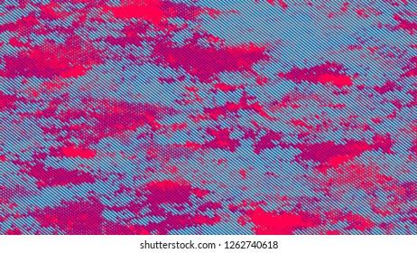 Halftone Grainy Texture with Grunge Dots and Spots. Vintage Dirty Dotted Pattern. Overlay Grainy Style Texture. Turquoise and Red Monochrome Print Design Pattern.