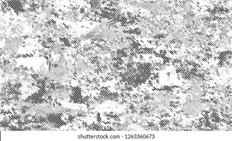Texture grise mi-teinte avec points et points Grunge. Motif Retro Posé. Texture Sale De Style Météorologique. Mode Noir et Blanc Bruit, Arrière-Plan Dessin.