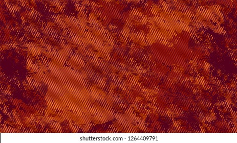 Halftone Grainy Texture with Grunge Dots and Spots. Distressed Grungy Pattern Design. Faded Dyed Style Texture. Orange and Brown Monochrome Print Design Pattern.