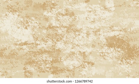 Halftone Grainy Texture with Grunge Dots and Spots. Cartoon Retro Vector Pattern. Polka Dots Style Texture. Beige Monochrome Print Design Pattern.