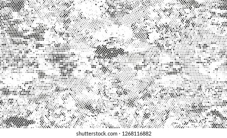 Halftone Grainy Texture with Grunge Dots and Spots. Distressed Grungy Pattern Design. Dirty Weathered Style Texture. Black and White Noise Fashion Print Design Background.