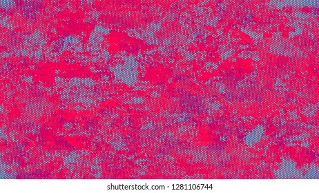 Halftone Grainy Texture with Grunge Dots and Spots. Vintage Dirty Dotted Pattern. Splatter Style Texture. Turquoise and Red Monochrome Print Design Pattern.