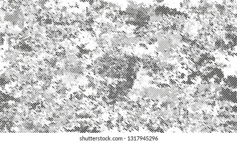 Halftone Grainy Texture with Grunge Dots and Spots. Cartoon Vintage Pattern. Dirty Weathered Style Texture. Black and White Monochrome Print Design Pattern.