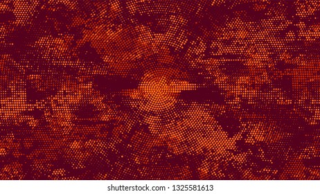 Halftone Grainy Texture with Grunge Dots and Spots. Cartoon Retro Vector Pattern. Faded Dyed Style Texture. Orange and Brown Monochrome Print Design Background.