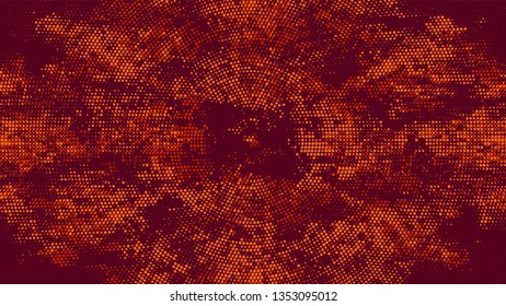 Halftone Grainy Texture with Grunge Dots and Spots. Retro Spotted Pattern. Dirty Weathered Style Texture. Orange and Brown Broken, Spotted Print Design Background.