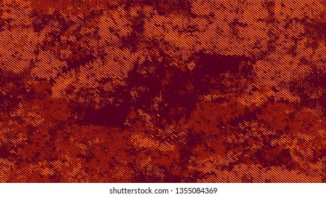 Halftone Grainy Texture with Grunge Dots and Spots. Rough Grungy Pattern Design. Polka Dots Style Texture. Orange and Brown Monochrome Print Design Pattern.