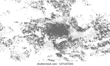 Halftone Grainy Texture with Grunge Dots and Spots. Vintage Dirty Dotted Pattern. Overlay Grainy Style Texture. Black and White Noise Fashion Print Design Background.