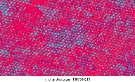 Halftone Grainy Texture with Grunge Dots and Spots. Cartoon Cracked Noisy Surface Pattern Design. Splatter Style Texture. Turquoise and Red Noise Fashion Print Design Pattern.