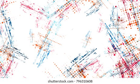 Halftone Grainy Texture with Grunge Dots and Spots. Retro Spotted Seamless Pattern. Scatter Style Texture. Noise Fashion Print Design Pattern.