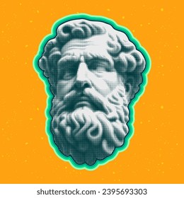 Halftone Greece modern statue. Collage design element in trendy style. Vector illustration with vintage grunge pop art cutout shape.