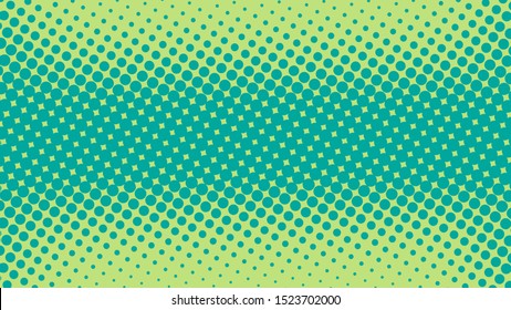 Halftone green and turquoise pop art background in retro comic style, vector illustration eps10