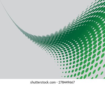 Halftone green twist wave abstract background