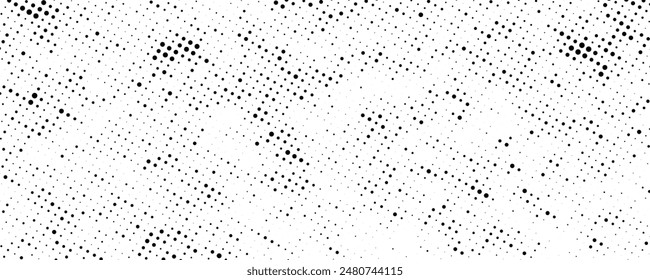 Halftone grit noise texture. Grunge halftone background. Black and white sand noise wallpaper. Retro comic pixelated backdrop. Dirty grain spots, stains, dots textured overlay. Vector