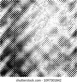 Halftone grunge background. Black and white abstract pattern. Small circles background. Vector image.