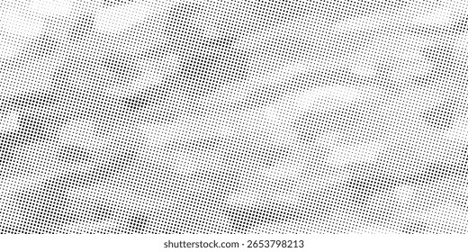 Fundo grunge de meio-tom. Papel de parede texturizado de grãos desbotados. Superfície de garra de ruído cômico preto e branco. Saliências, pontos e partículas em pixels sobrepostos. Envelhecida cobertura de fundo de areia suja. Vetor
