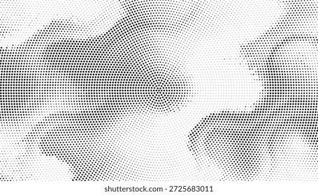 Fundo grunge de meio-tom. Fundo pontilhado de efeito ondulado. Ilustração de vetor de meio-tom.