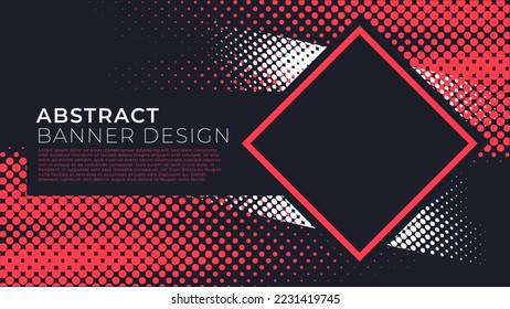 Halftone grunge banner design vector, concept of twotone background with photo frame and copy space for custom your content