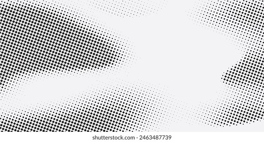 Halftone grunge banner design vector, twotone background concept with frame