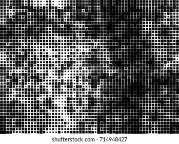 Halftone grunge black white. Abstract vector texture for print and design. The black squares of different sizes on a white background