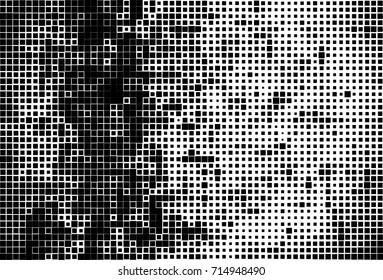 Halftone grunge black white. Abstract vector texture for print and design. The black squares of different sizes on a white background