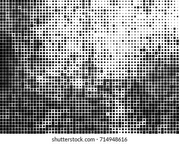 Halftone grunge black white. Abstract vector texture for print and design. The black squares of different sizes on a white background