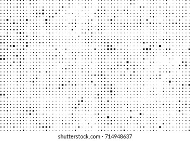 Halftone grunge black white. Abstract vector texture for print and design. The black squares of different sizes on a white background