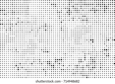 Halftone grunge black white. Abstract vector texture for print and design. The black squares of different sizes on a white background
