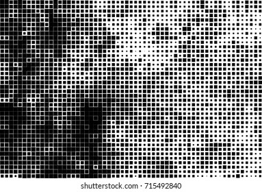 Halftone grunge black white. Abstract vector texture for print and design. The black squares of different sizes on a white background