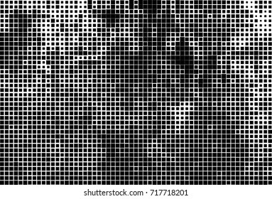 Halftone grunge black white. Abstract vector texture for print and design. The black squares of different sizes on a white background