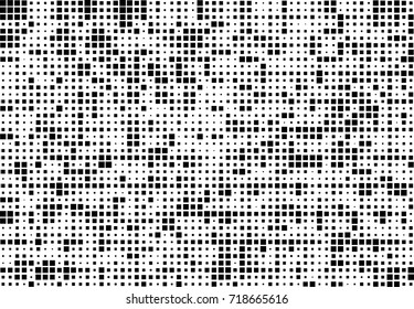Halftone grunge black white. Abstract vector texture for print and design. The black squares of different sizes on a white background