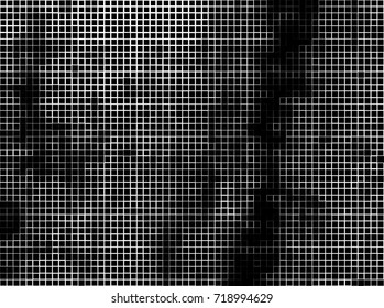 Halftone grunge black white. Abstract vector texture for print and design. The black squares of different sizes on a white background