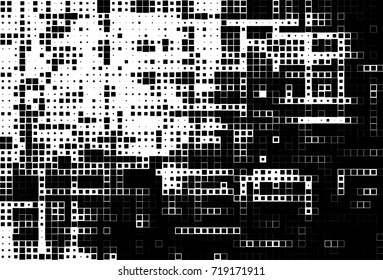 Halftone grunge black white. Abstract vector texture for print and design. The black squares of different sizes on a white background