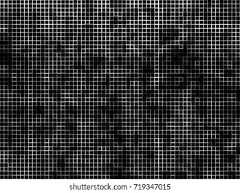 Halftone grunge black white. Abstract vector texture for print and design. The black squares of different sizes on a white background